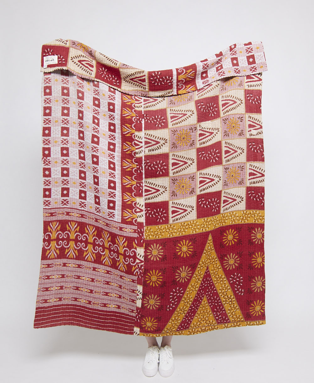 Artisan made kantha quilt throw  