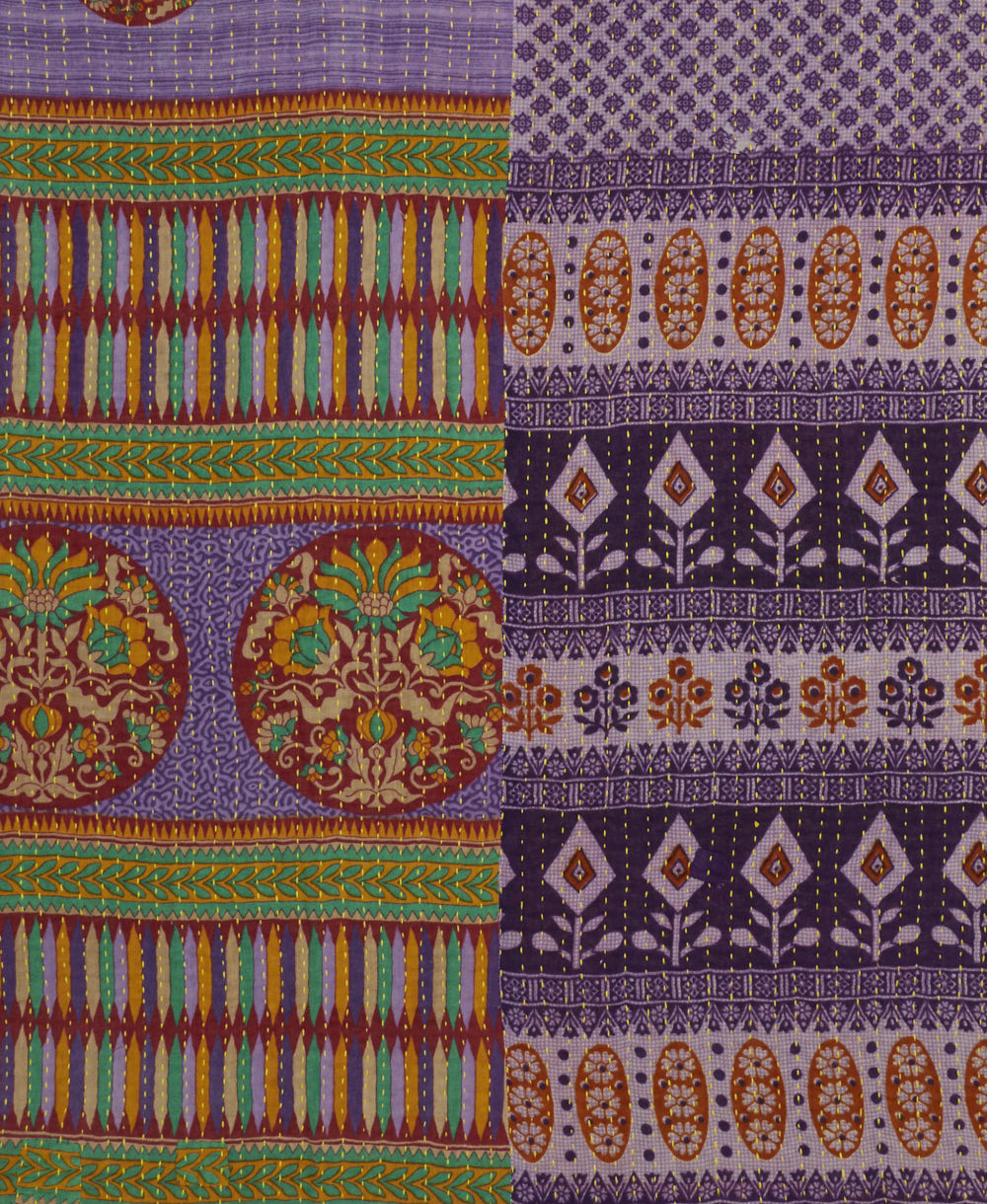 Kantha quilt throw made of recycled vintage saris