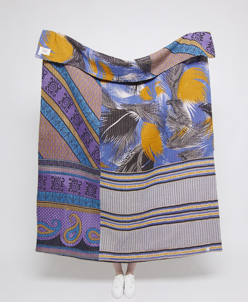 Artisan made kantha quilt throw  