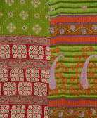 Kantha quilt throw featuring traditional kantha hand stitching