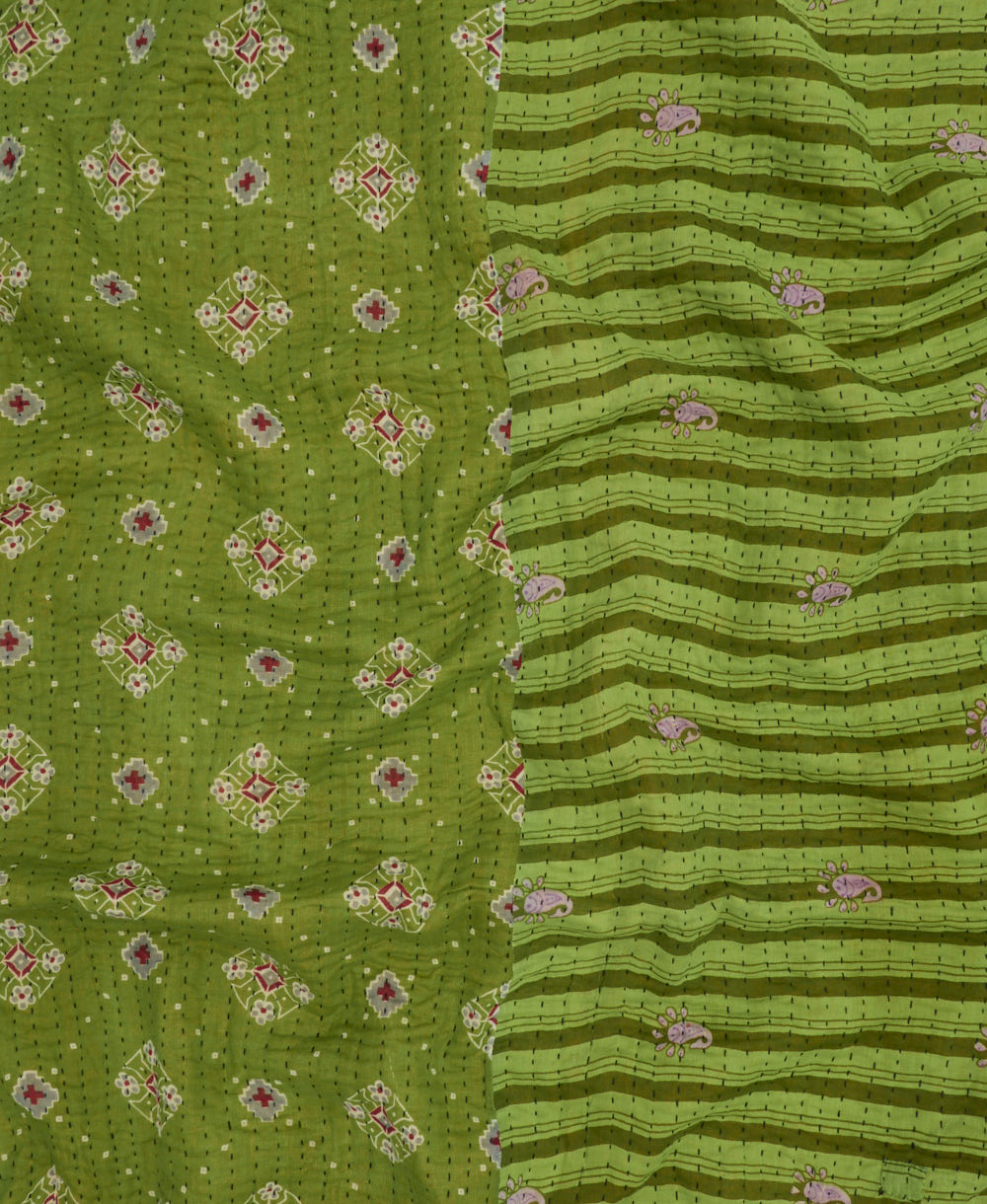Kantha quilt throw made of recycled vintage saris