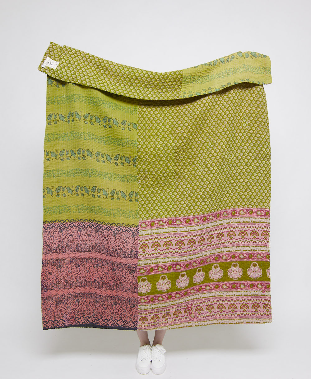 Artisan made kantha quilt throw  