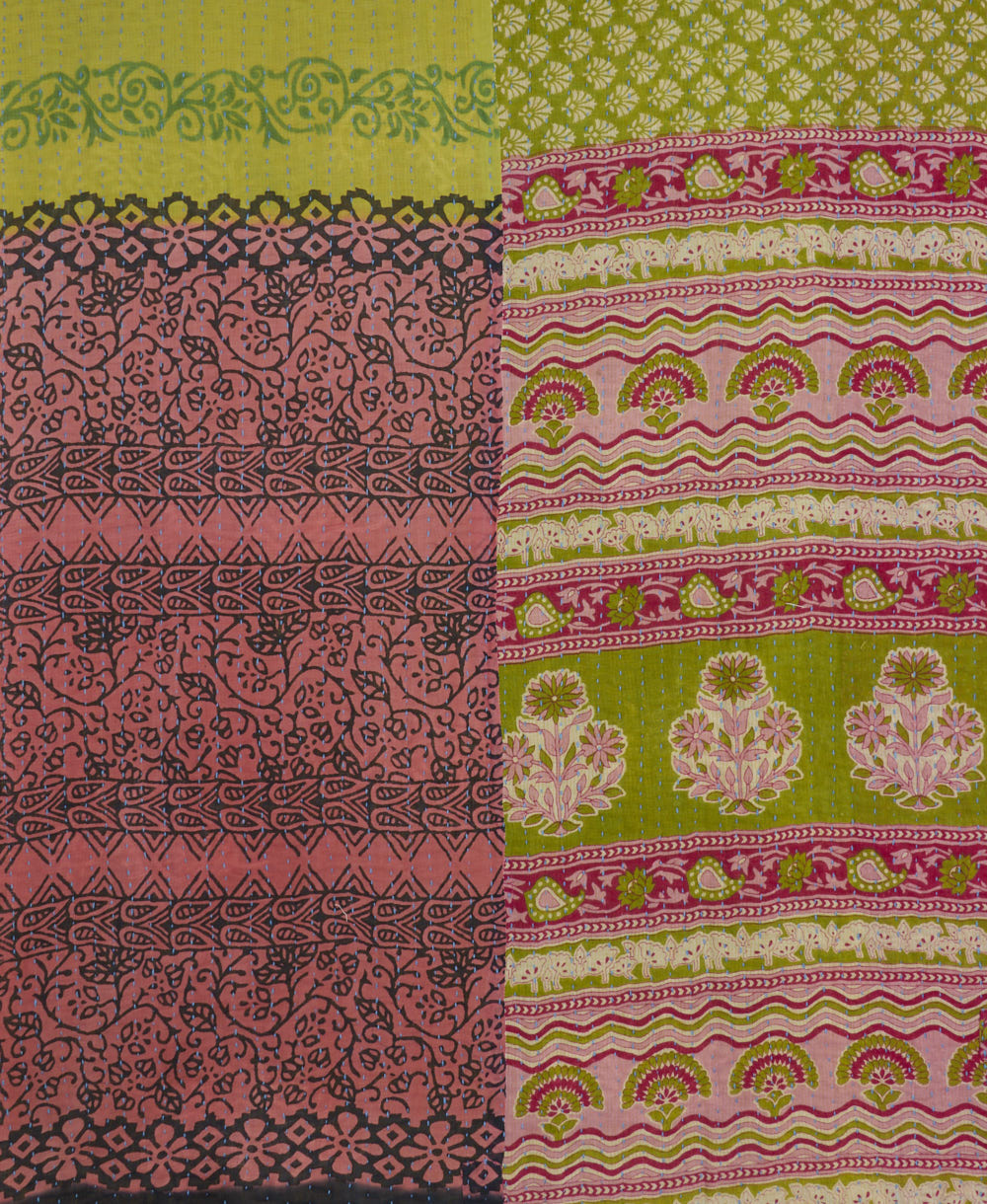 Kantha quilt throw made of recycled vintage saris