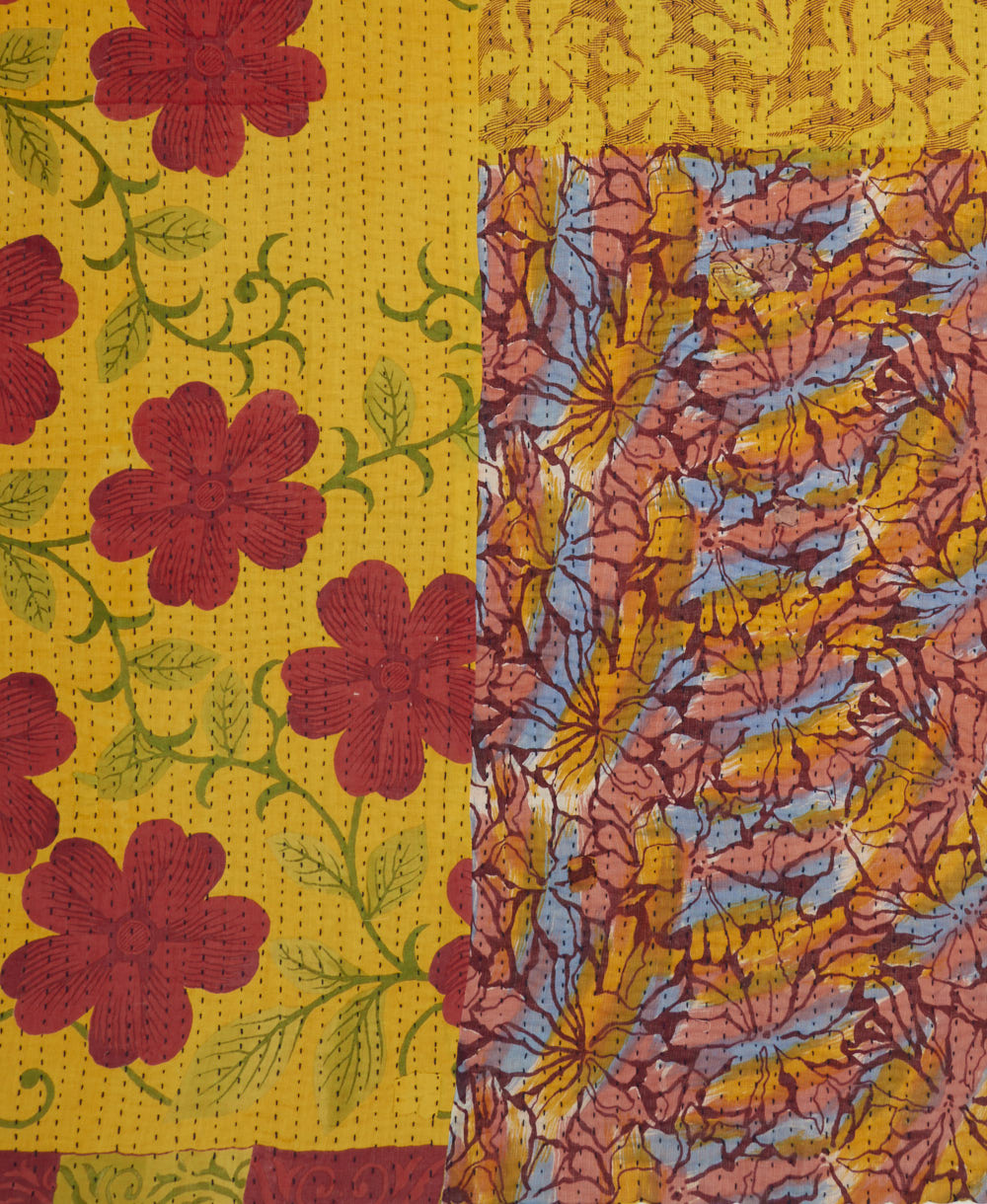 Kantha quilt throw made of recycled vintage saris