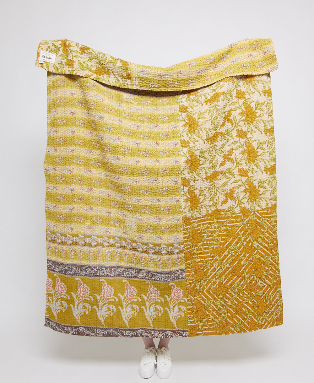 Artisan made kantha quilt throw  