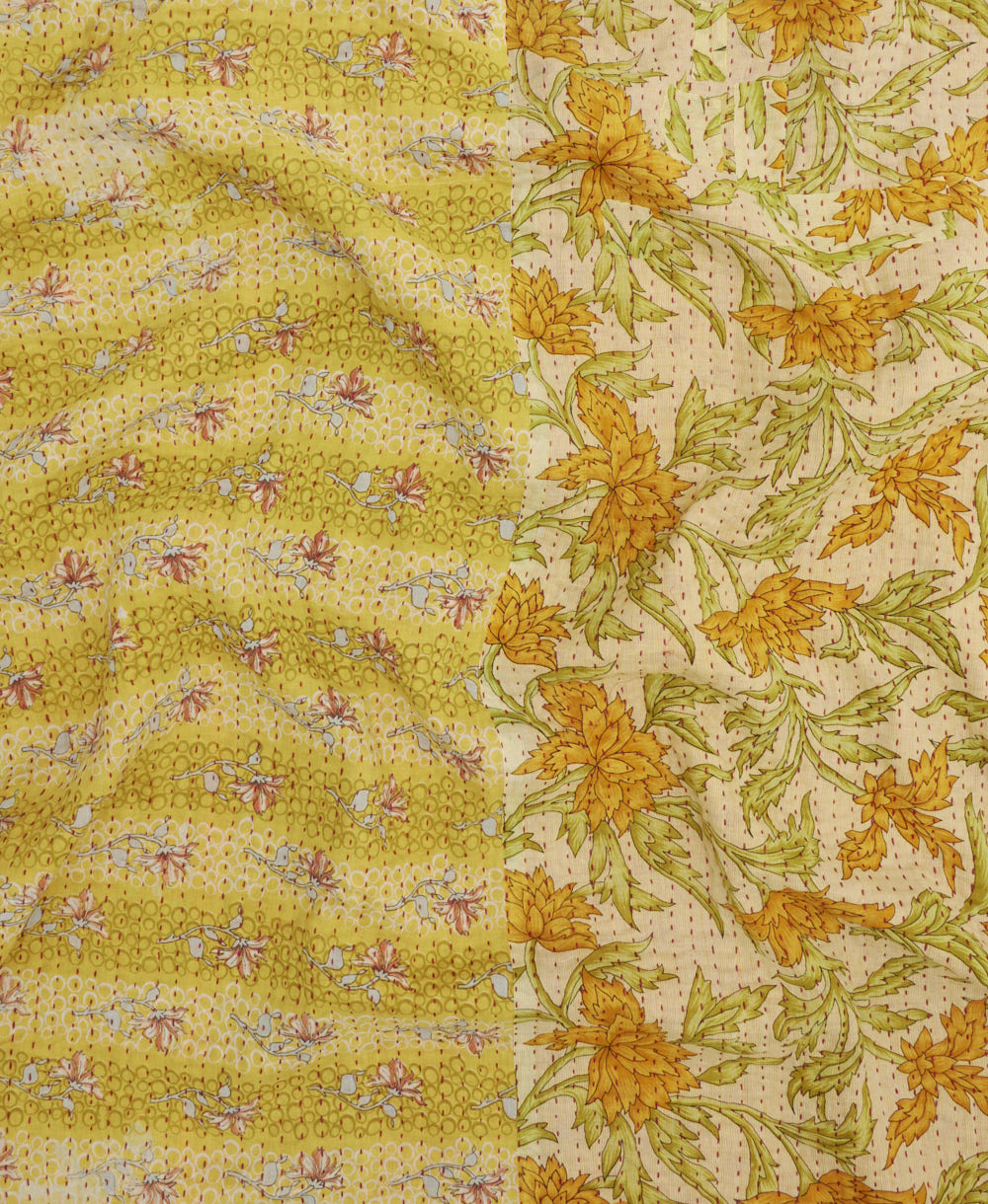 Kantha quilt throw made of recycled vintage saris
