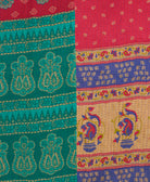 Kantha quilt throw featuring traditional kantha hand stitching
