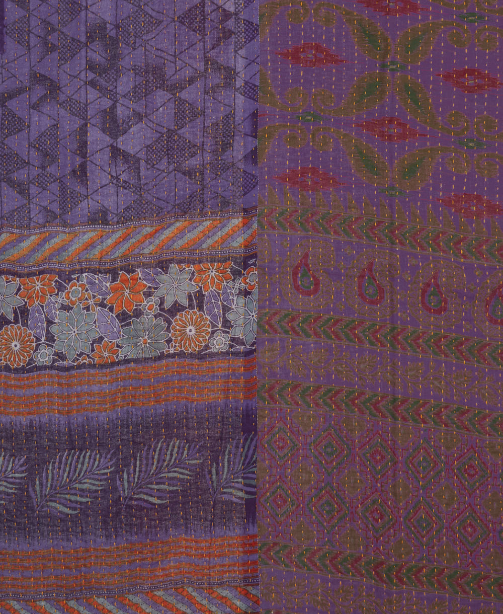Kantha quilt throw made of recycled vintage saris