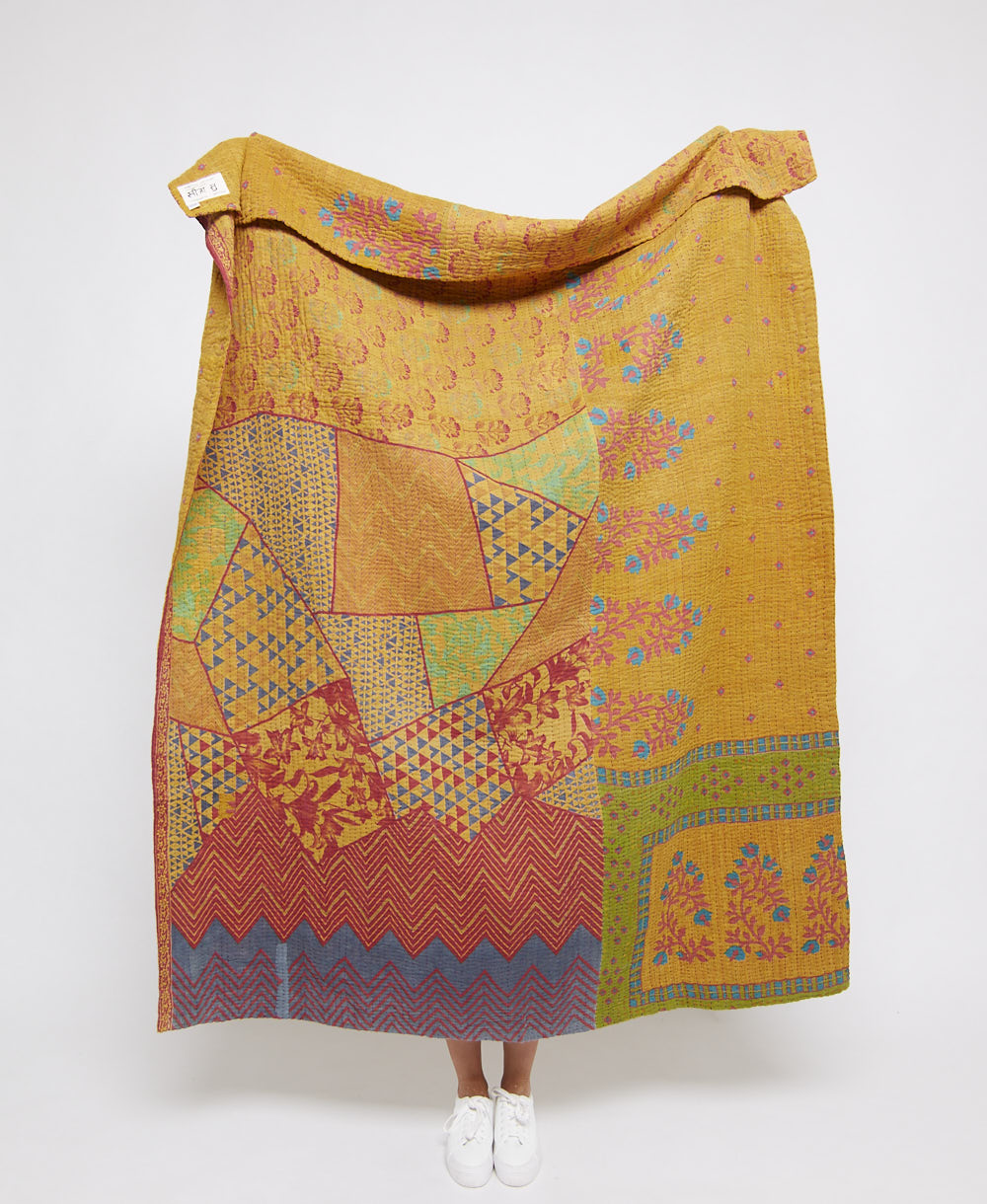  Artisan made kantha quilt throw  