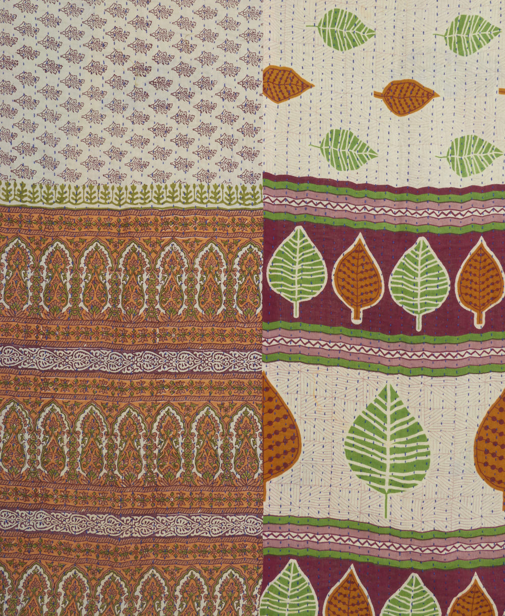 Kantha quilt throw made of recycled vintage saris