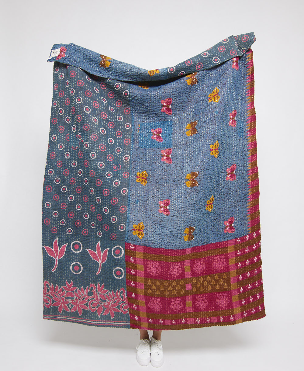  Artisan made kantha quilt throw  