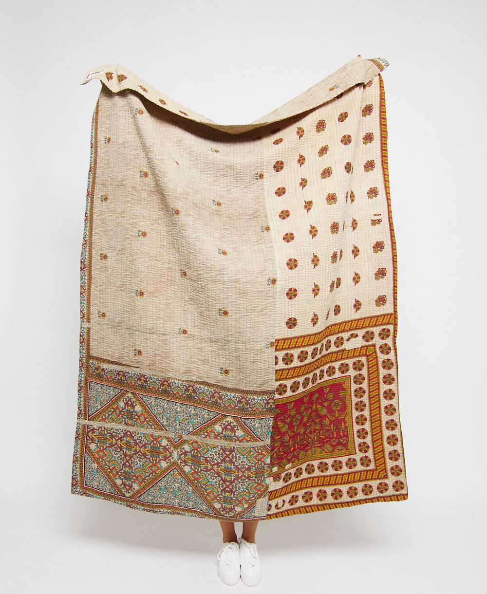  Artisan made kantha quilt throw  