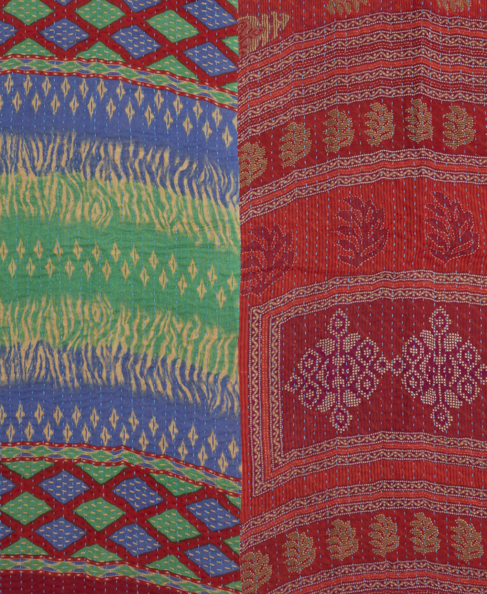Kantha quilt throw made of recycled vintage saris