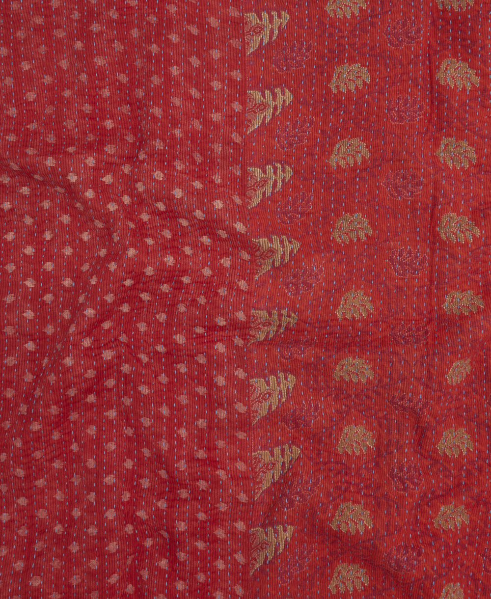 Kantha quilt throw featuring traditional kantha hand stitching
