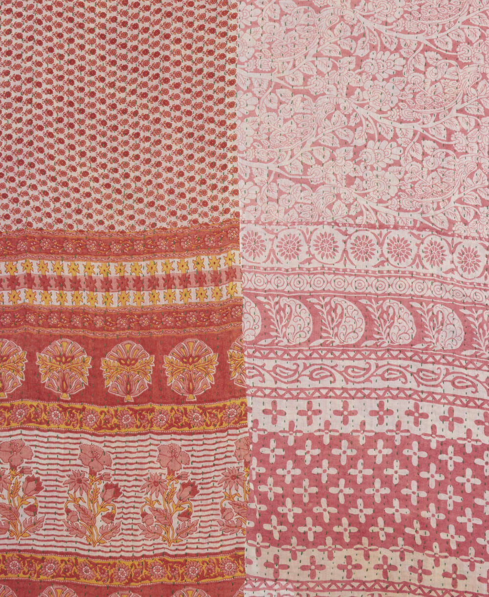 Kantha quilt throw made of recycled vintage saris