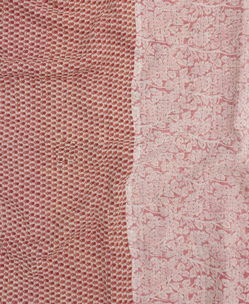 Kantha quilt throw featuring traditional kantha hand stitching