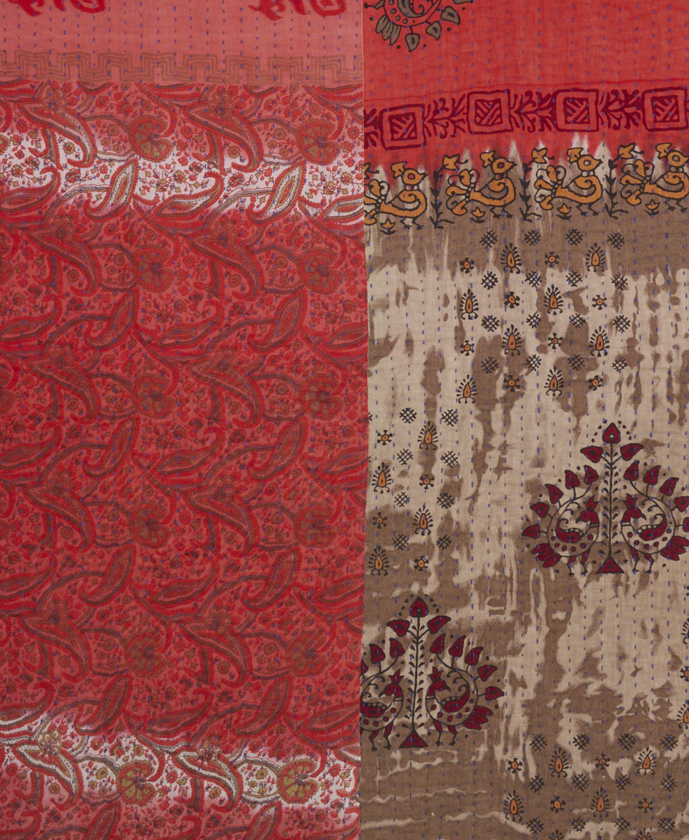 Kantha quilt throw made of recycled vintage saris