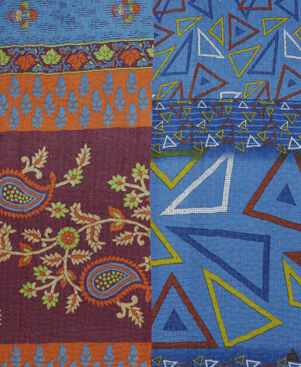 Kantha quilt throw made of recycled vintage saris