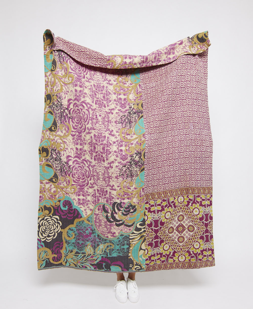  Artisan made kantha quilt throw  