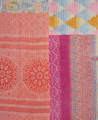 Kantha quilt throw featuring traditional kantha hand stitching