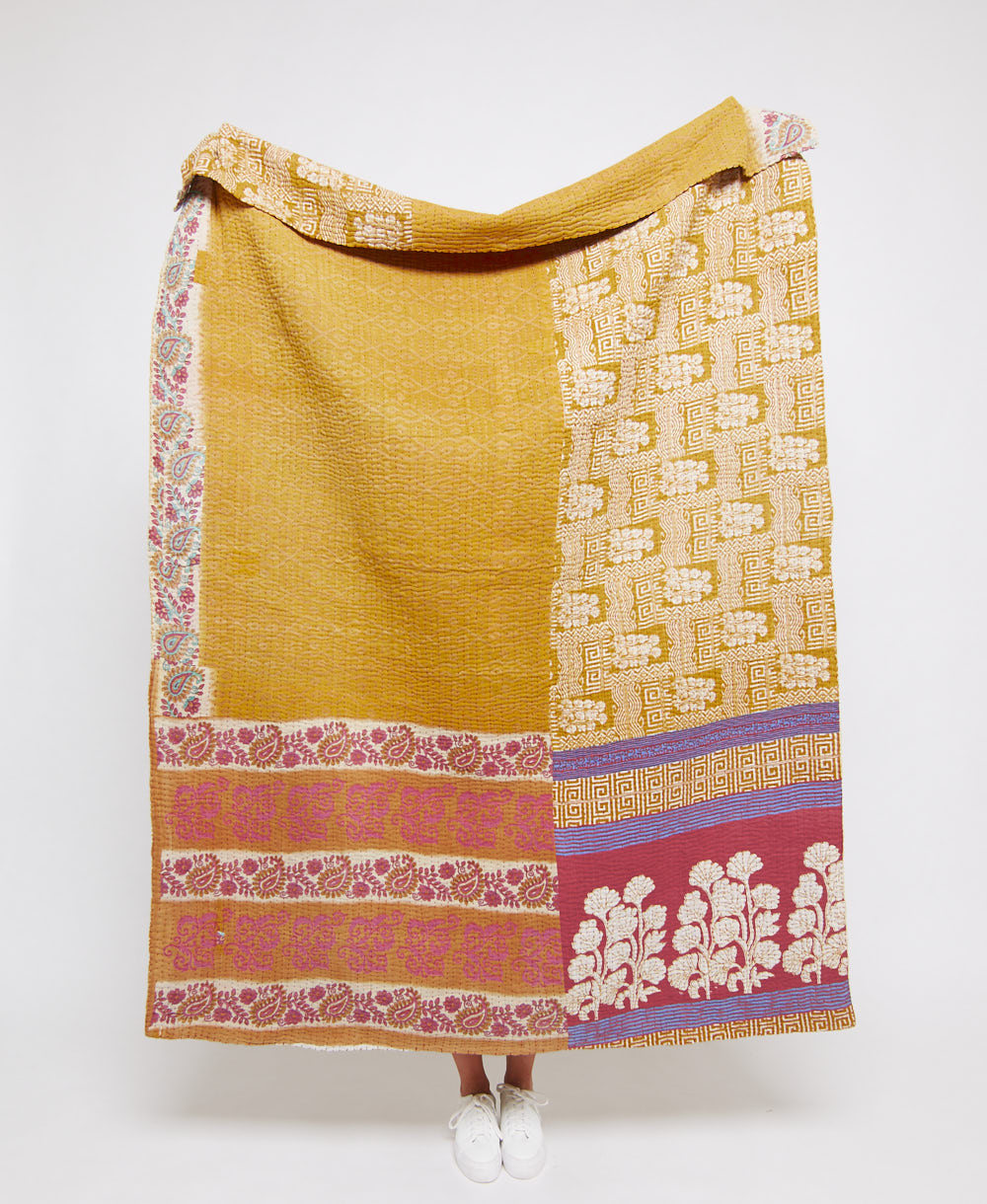  Artisan made kantha quilt throw  