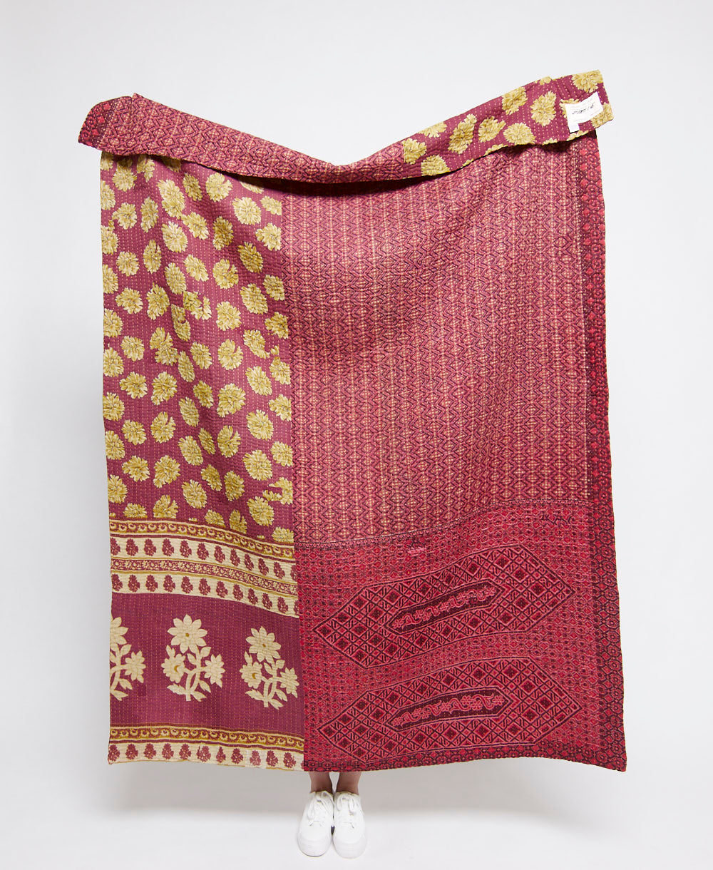 Artisan made kantha quilt throw  