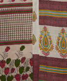 Kantha quilt throw featuring traditional kantha hand stitching