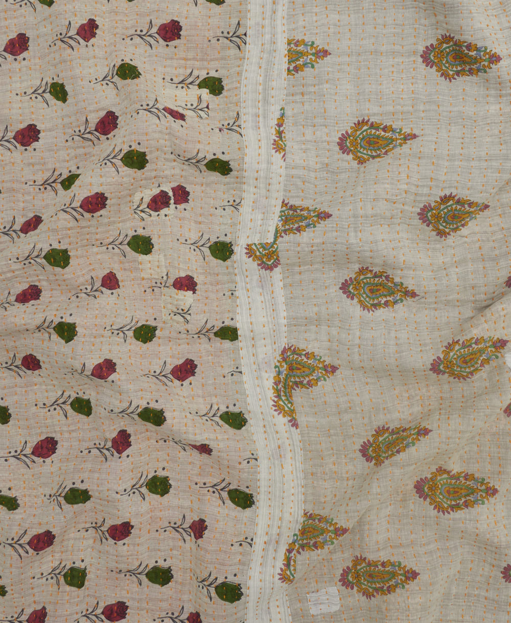Kantha quilt throw made of recycled vintage saris