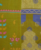Kantha quilt throw featuring traditional kantha hand stitching