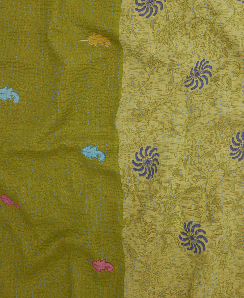 Kantha quilt throw made of recycled vintage saris