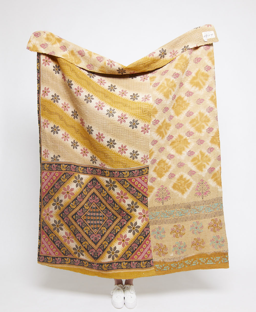 Artisan made kantha quilt throw  