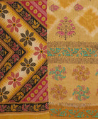 Kantha quilt throw featuring traditional kantha hand stitching