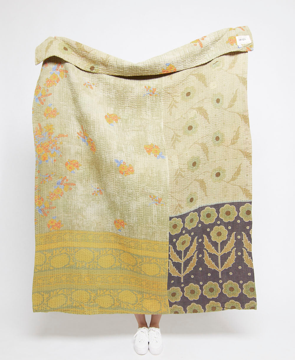 Artisan made kantha quilt throw  