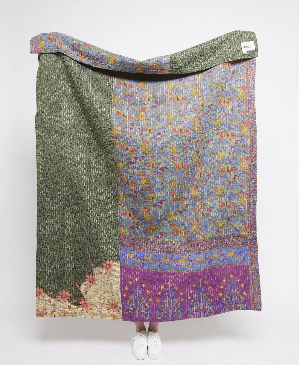 Artisan made kantha quilt throw  