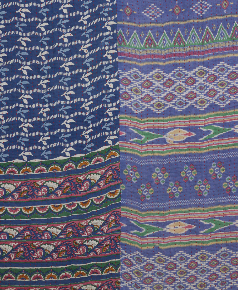Kantha quilt throw made of recycled vintage saris
