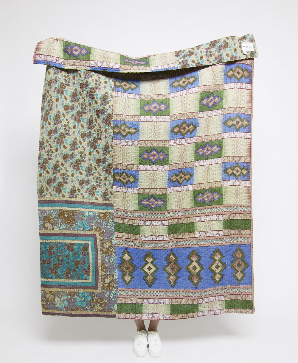 Artisan made kantha quilt throw  