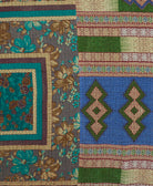 Kantha quilt throw featuring traditional kantha hand stitching