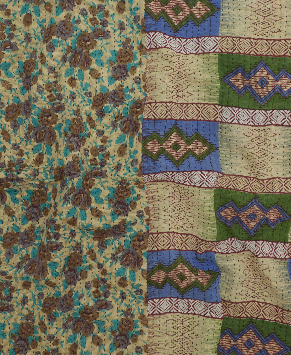 Kantha quilt throw made of recycled vintage saris