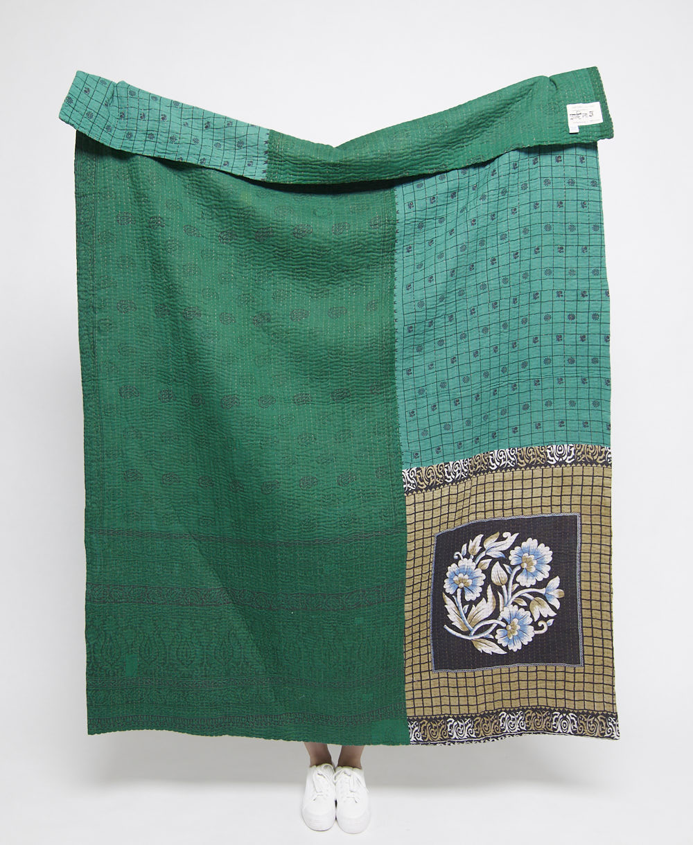 Artisan made kantha quilt throw  