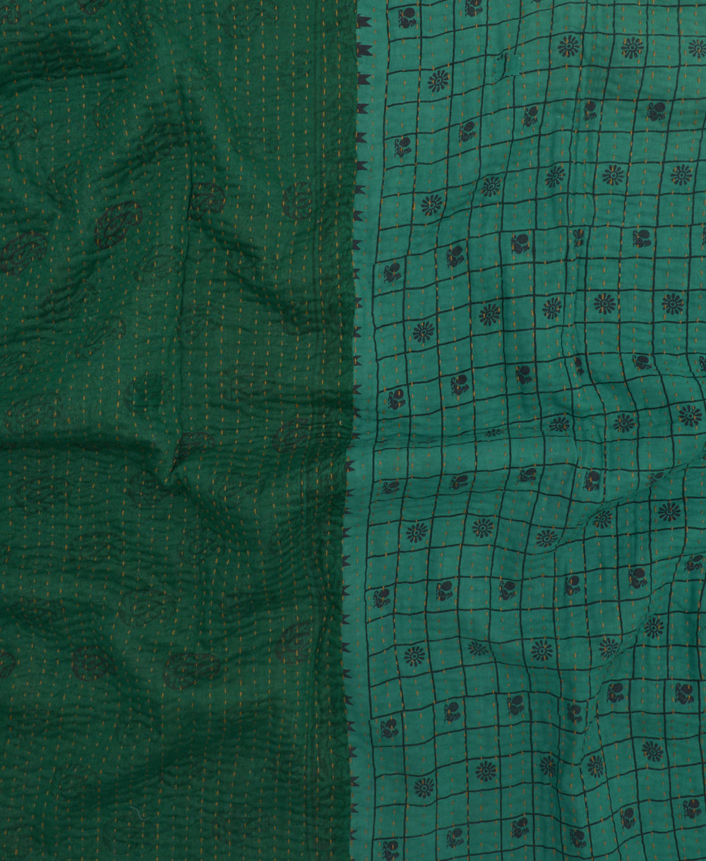 Kantha quilt throw made of recycled vintage saris