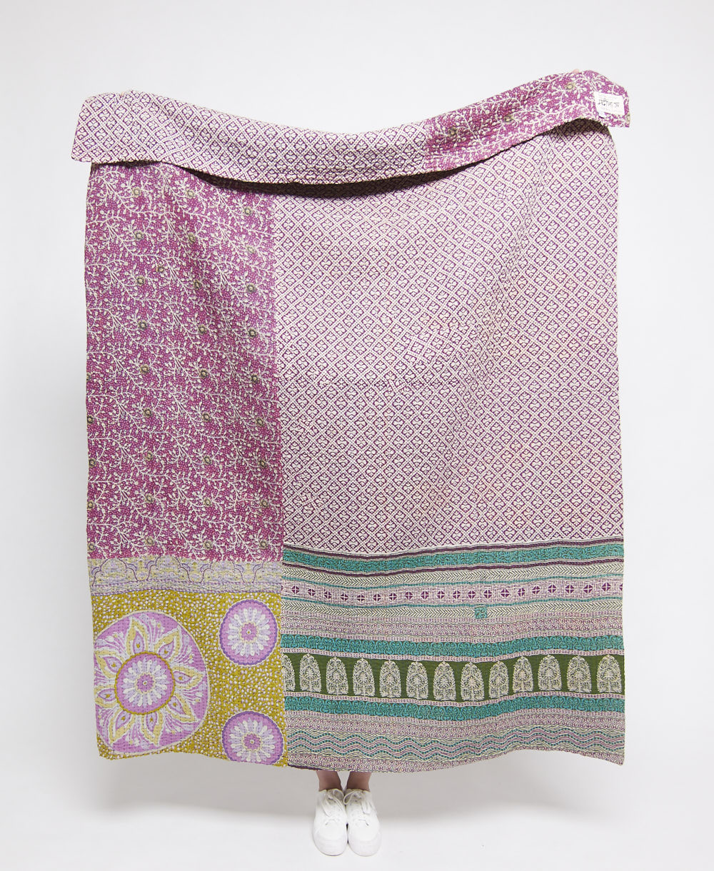 Artisan made kantha quilt throw  