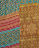 Kantha quilt throw featuring traditional kantha hand stitching