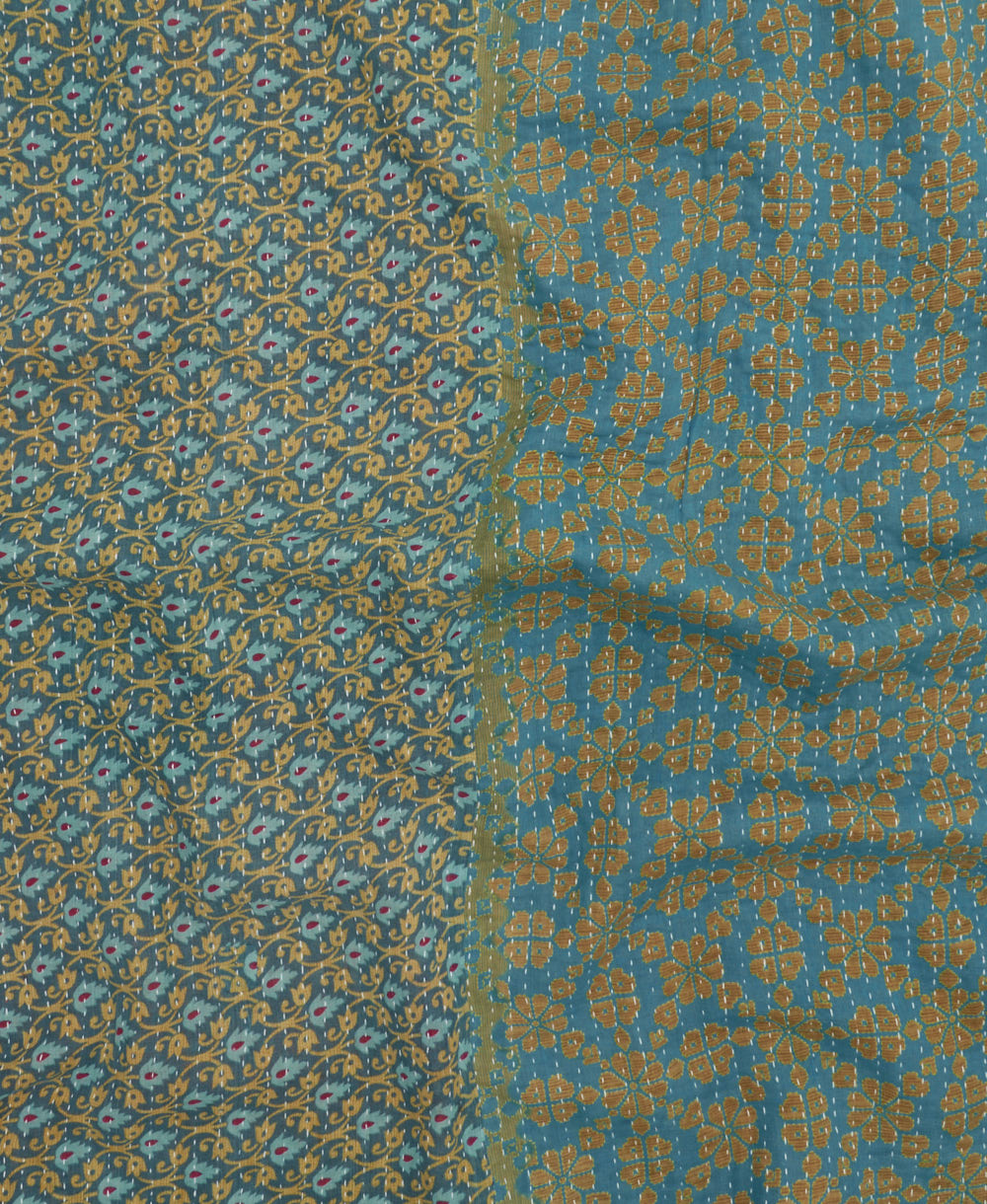 Kantha quilt throw made of recycled vintage saris
