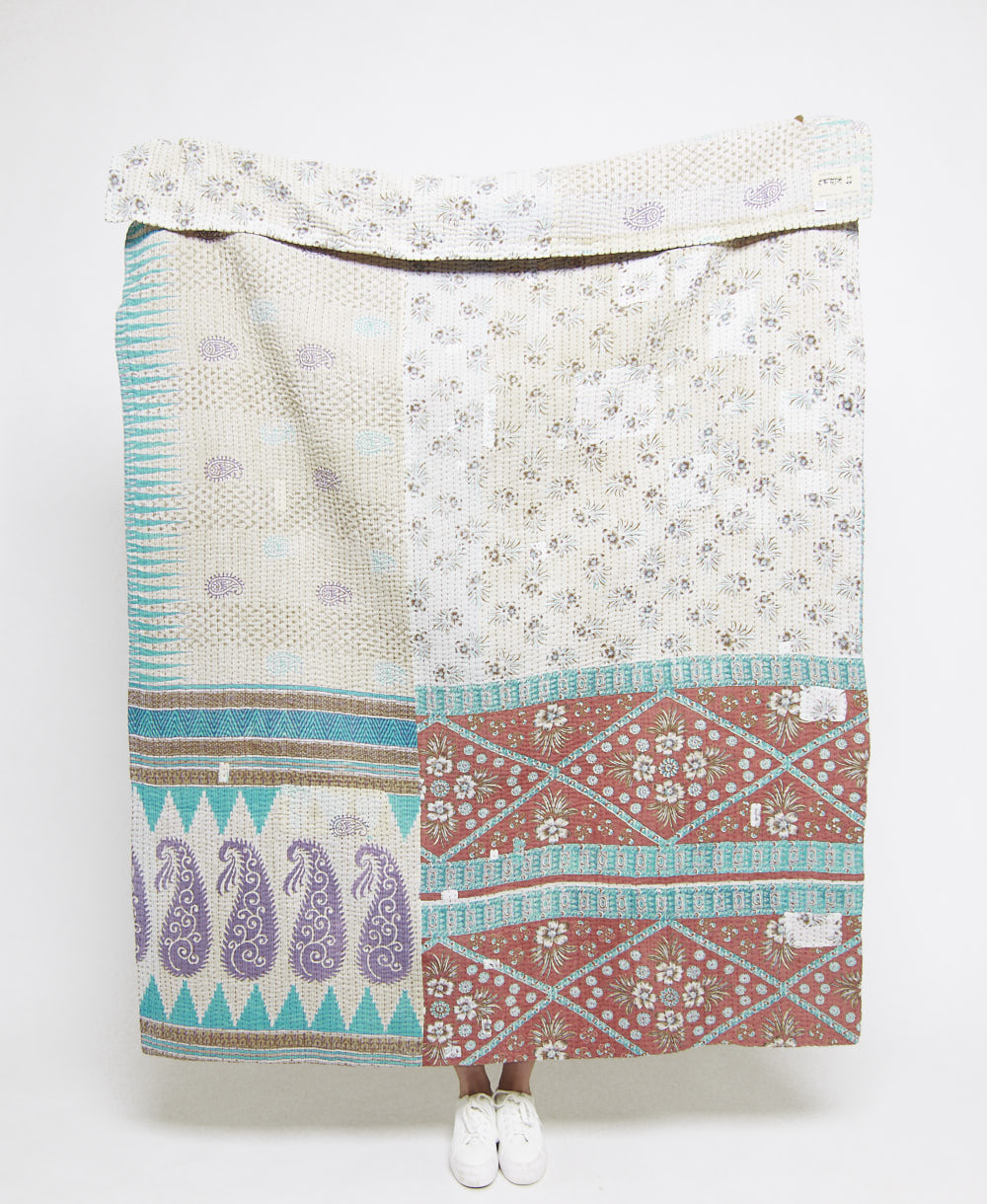 Artisan made kantha quilt throw  
