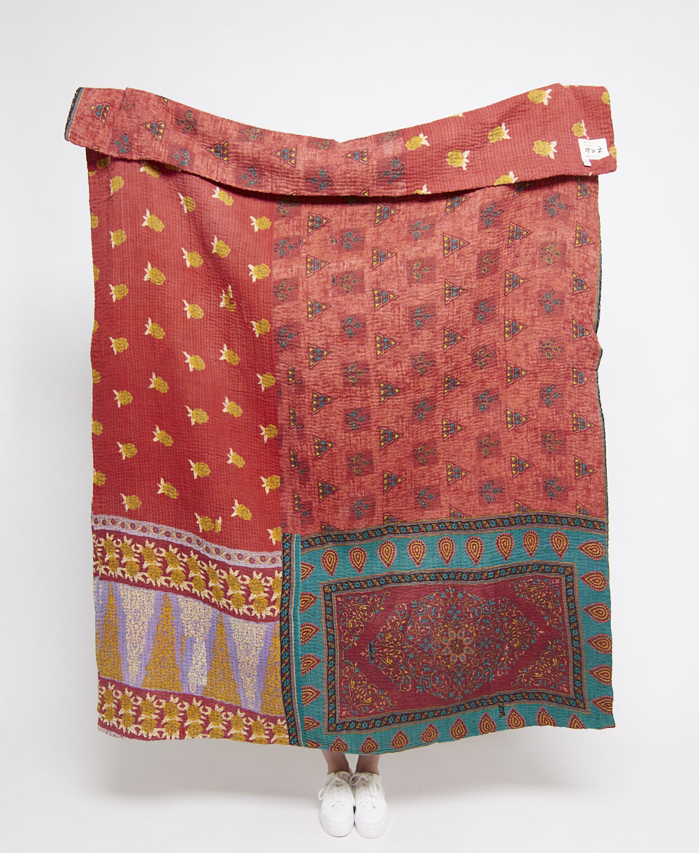Artisan made kantha quilt throw  