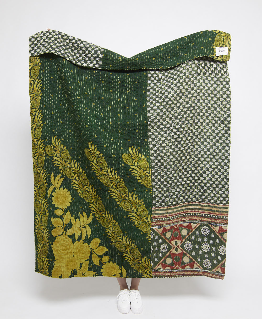 Artisan made kantha quilt throw  