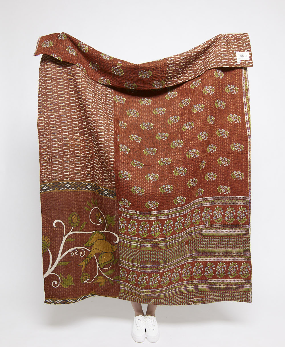 Artisan made kantha quilt throw  