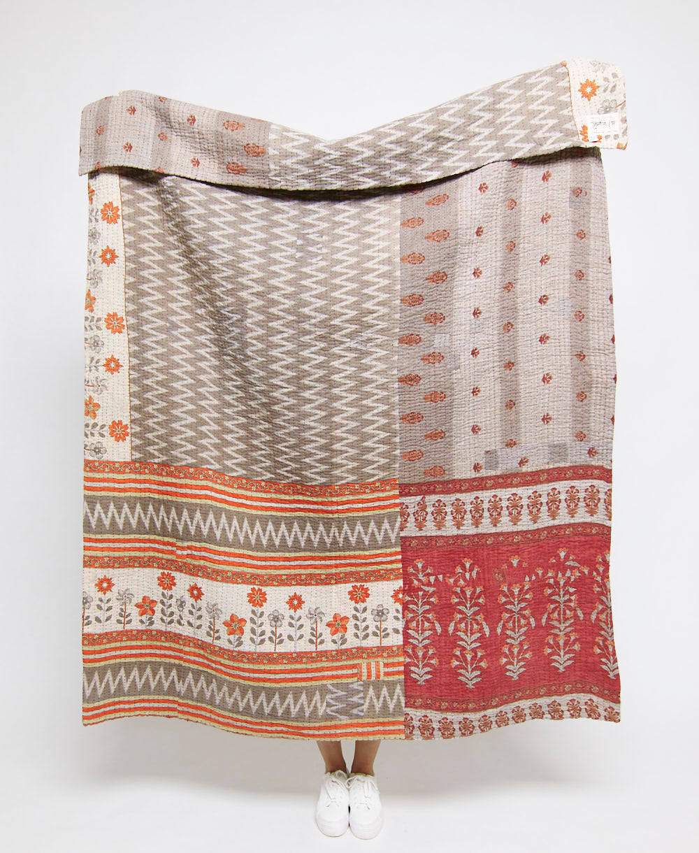 Artisan made kantha quilt throw  