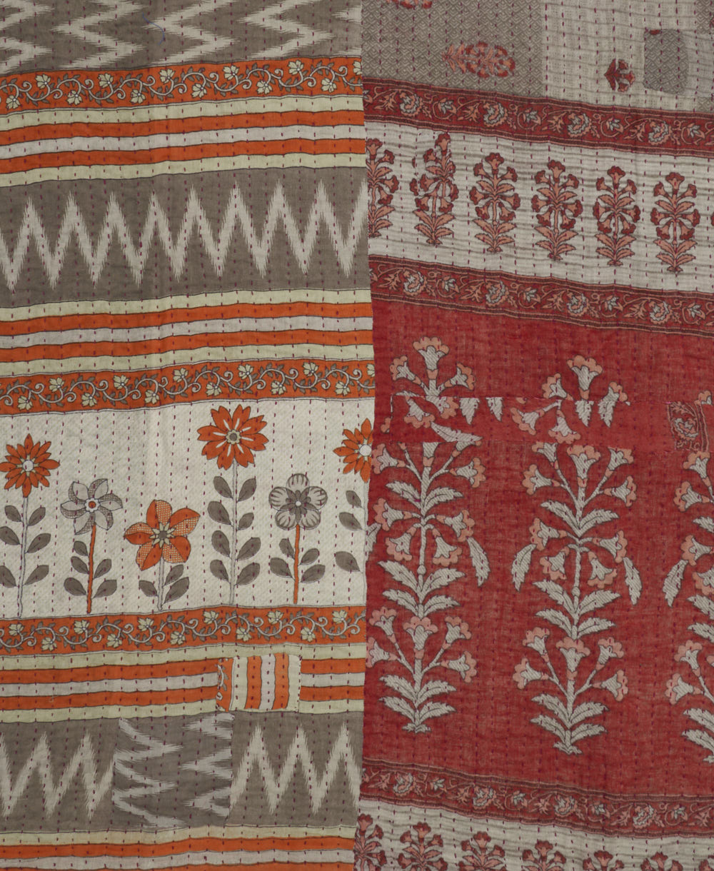 Kantha quilt throw made of recycled vintage saris