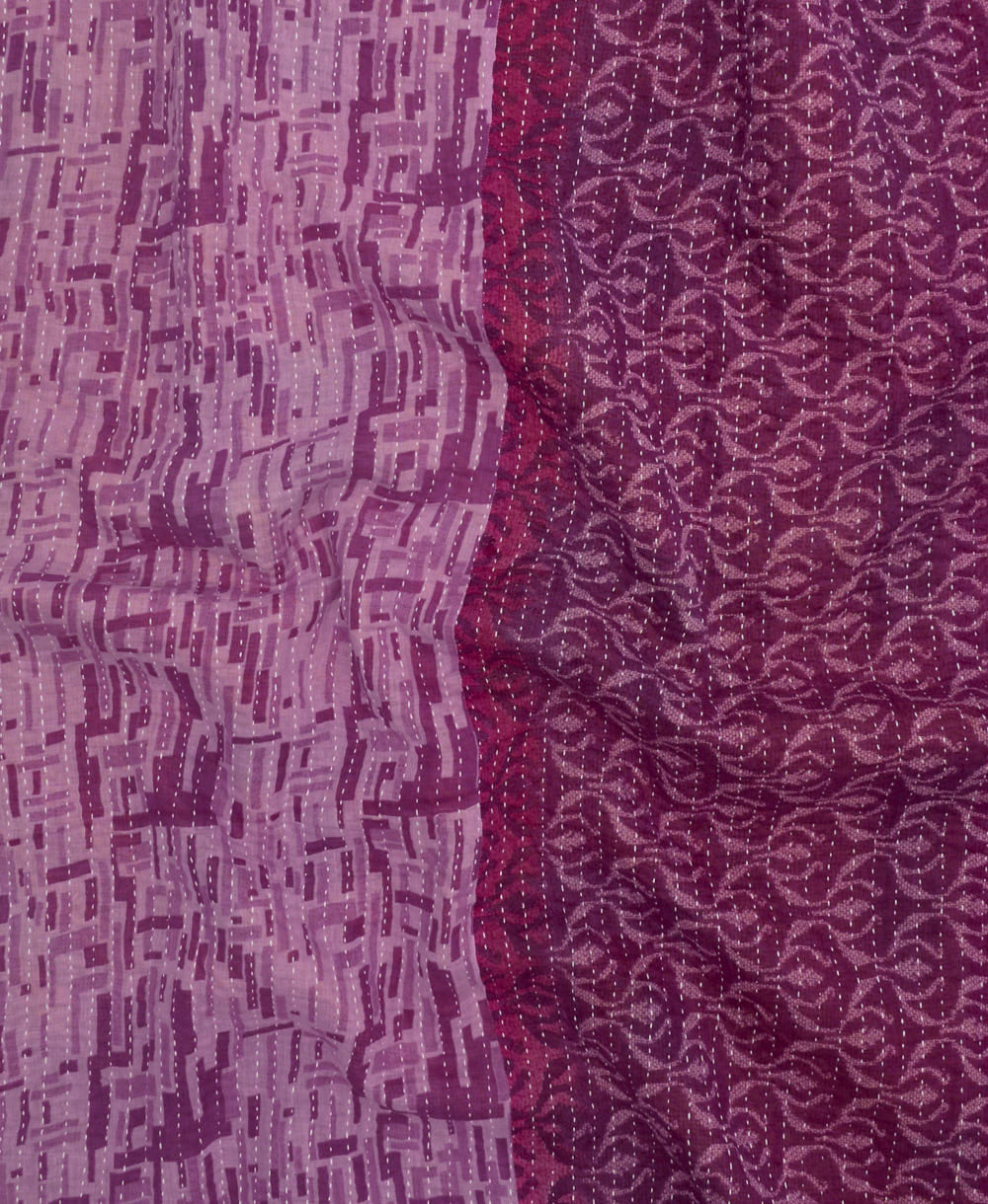 Kantha quilt throw featuring traditional kantha hand stitching